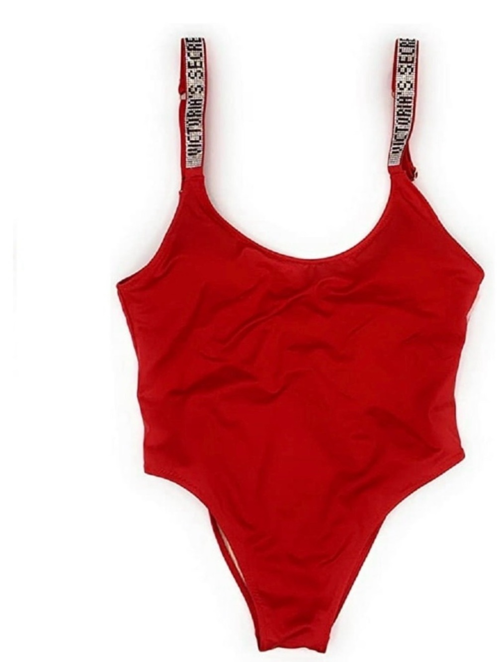 Victoria Secret RED SHINY SILVER Vardia Shine Strap Swim One Piece SZ LARGE - Picture 8 of 13